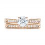 18k Rose Gold And Platinum 18k Rose Gold And Platinum Custom Hand Engraved Diamond Engagement Ring - Top View -  101422 - Thumbnail