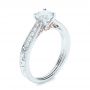 14k White Gold Custom Hand Engraved Diamond Engagement Ring