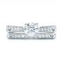 18k White Gold And Platinum 18k White Gold And Platinum Custom Hand Engraved Diamond Engagement Ring - Top View -  101422 - Thumbnail