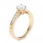 14k Yellow Gold And 14K Gold Custom Hand Engraved Diamond Engagement Ring - Three-Quarter View -  101422 - Thumbnail
