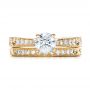 14k Yellow Gold And 14K Gold Custom Hand Engraved Diamond Engagement Ring - Top View -  101422 - Thumbnail