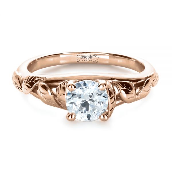 18k Rose Gold 18k Rose Gold Custom Hand Fabricated Engagement Ring - Flat View -  1263