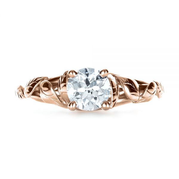 18k Rose Gold 18k Rose Gold Custom Hand Fabricated Engagement Ring - Top View -  1263