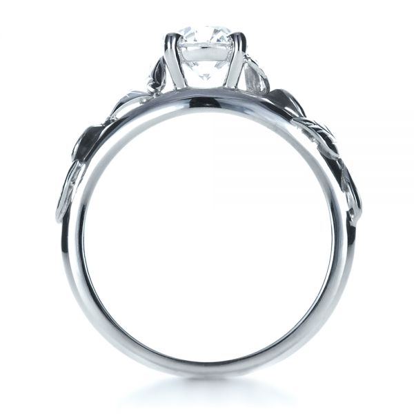 18k White Gold Custom Hand Fabricated Engagement Ring - Front View -  1263