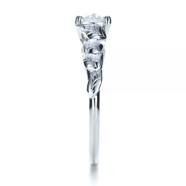 18k White Gold Custom Hand Fabricated Engagement Ring - Side View -  1263