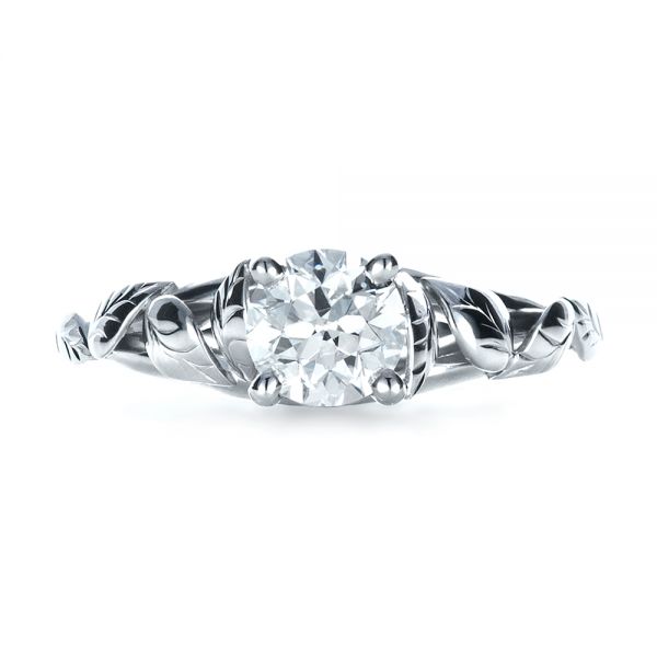 18k White Gold Custom Hand Fabricated Engagement Ring - Top View -  1263