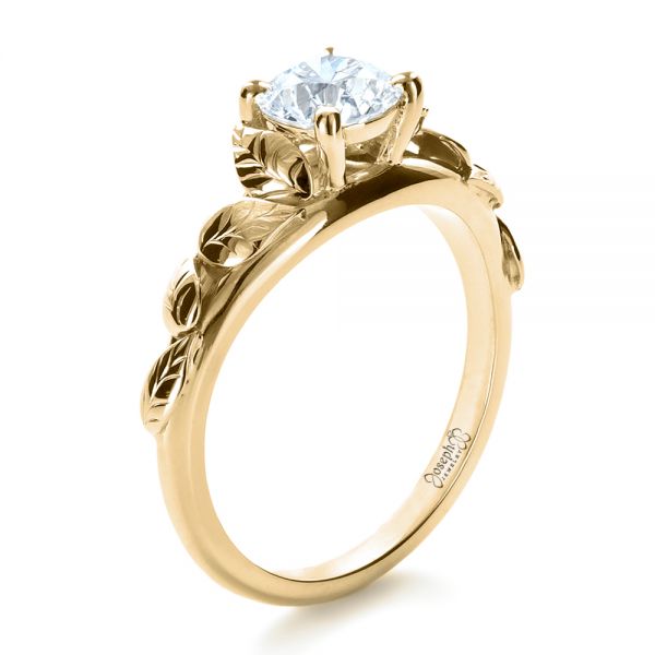 18k Yellow Gold 18k Yellow Gold Custom Hand Fabricated Engagement Ring - Three-Quarter View -  1263