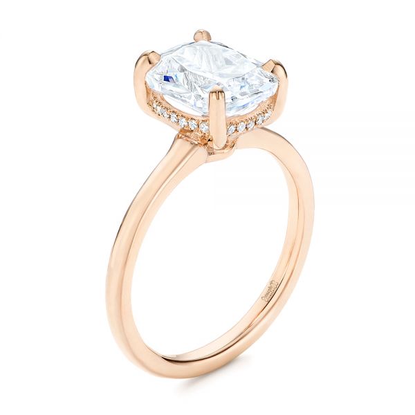 14k Rose Gold 14k Rose Gold Custom Hidden Halo Diamond Engagement Ring - Three-Quarter View -  106676