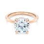 18k Rose Gold 18k Rose Gold Custom Hidden Halo Diamond Engagement Ring - Flat View -  106675 - Thumbnail