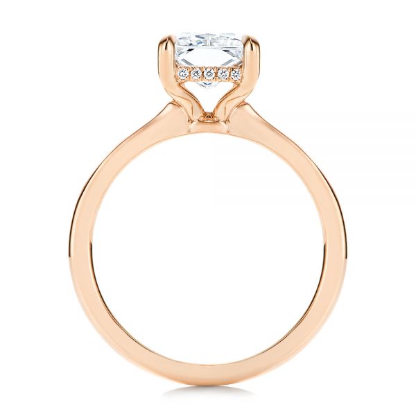 18k Rose Gold 18k Rose Gold Custom Hidden Halo Diamond Engagement Ring - Front View -  106666