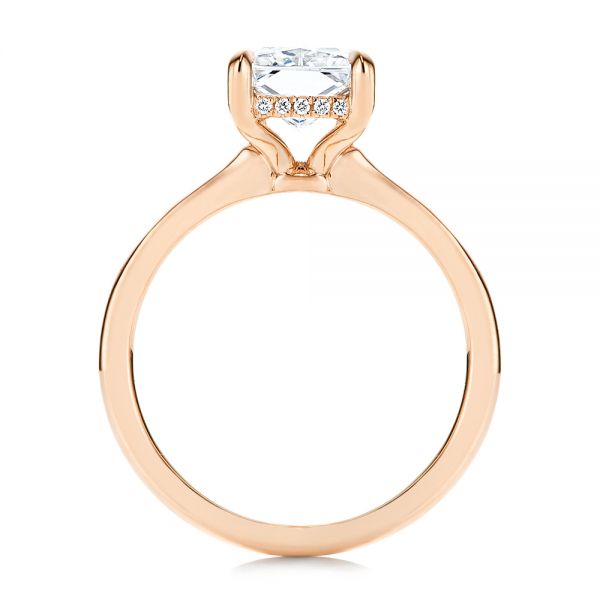 18k Rose Gold 18k Rose Gold Custom Hidden Halo Diamond Engagement Ring - Front View - 106666
