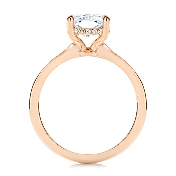 14k Rose Gold 14k Rose Gold Custom Hidden Halo Diamond Engagement Ring - Front View -  106666