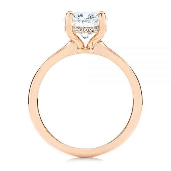 18k Rose Gold 18k Rose Gold Custom Hidden Halo Diamond Engagement Ring - Front View -  106667