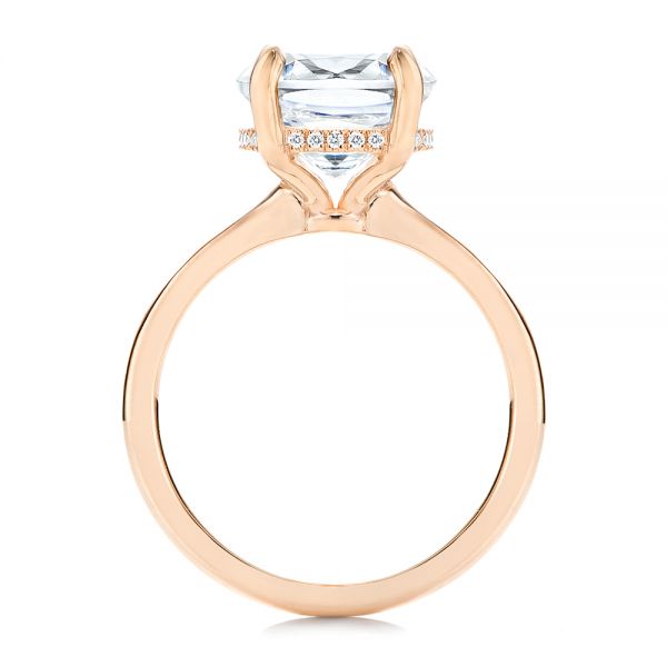 14k Rose Gold 14k Rose Gold Custom Hidden Halo Diamond Engagement Ring - Front View -  106674