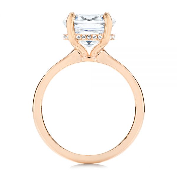 14k Rose Gold 14k Rose Gold Custom Hidden Halo Diamond Engagement Ring - Front View - 106674