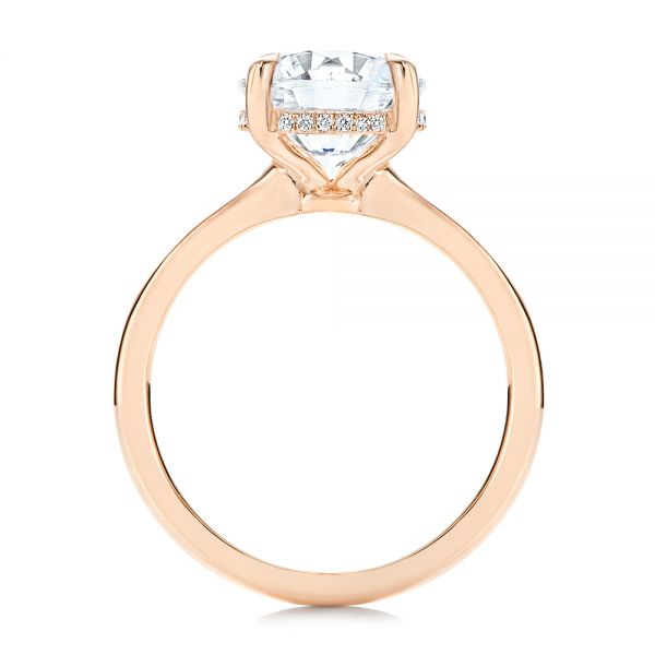 18k Rose Gold 18k Rose Gold Custom Hidden Halo Diamond Engagement Ring - Front View -  106675