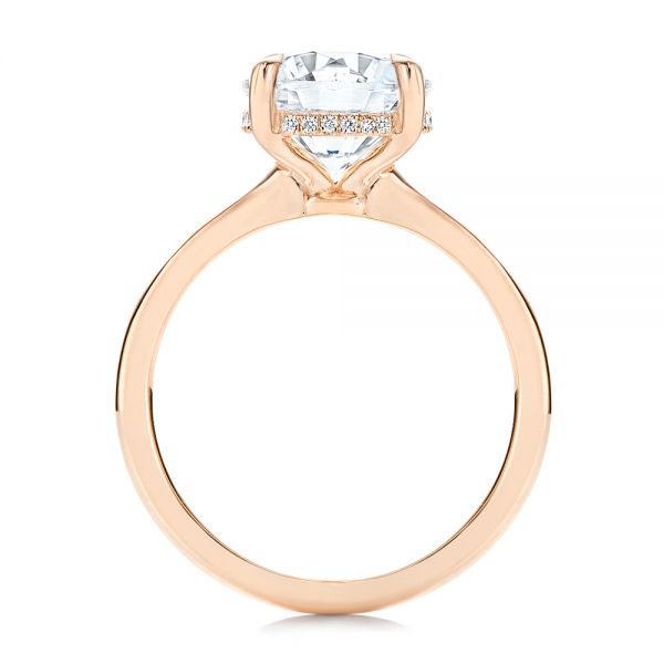 14k Rose Gold 14k Rose Gold Custom Hidden Halo Diamond Engagement Ring - Front View -  106675