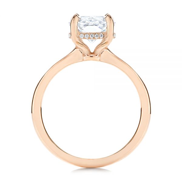 14k Rose Gold 14k Rose Gold Custom Hidden Halo Diamond Engagement Ring - Front View -  106676