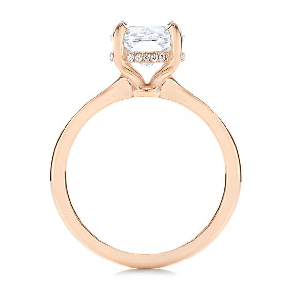 14k Rose Gold 14k Rose Gold Custom Hidden Halo Diamond Engagement Ring - Front View - 106676