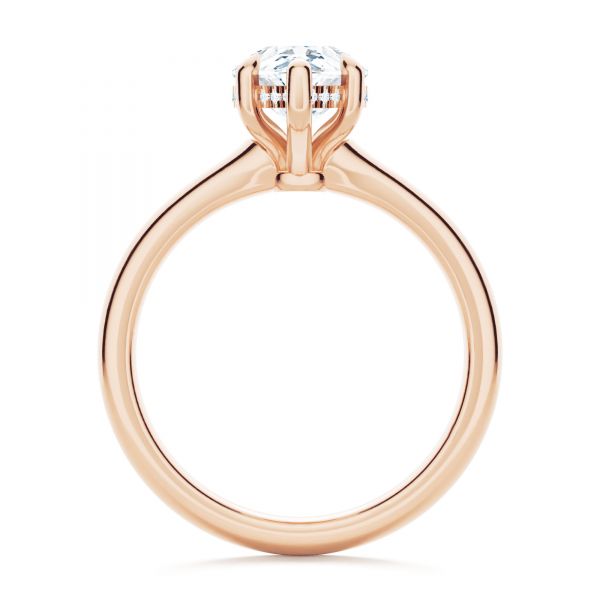 14k Rose Gold 14k Rose Gold Custom Hidden Halo Diamond Engagement Ring - Front View -  107205