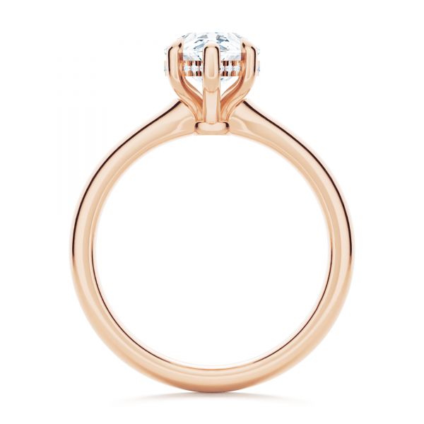 14k Rose Gold 14k Rose Gold Custom Hidden Halo Diamond Engagement Ring - Front View - 107205