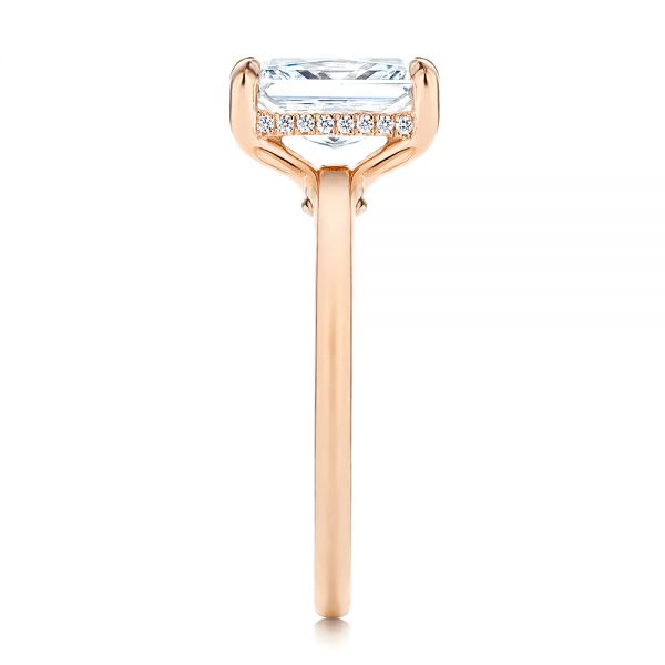 18k Rose Gold 18k Rose Gold Custom Hidden Halo Diamond Engagement Ring - Side View - 106666