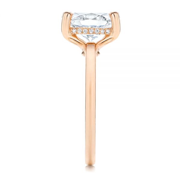 14k Rose Gold 14k Rose Gold Custom Hidden Halo Diamond Engagement Ring - Side View -  106667