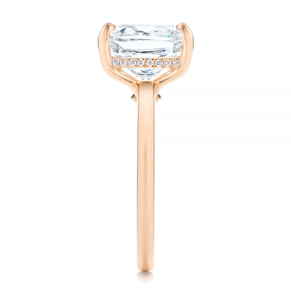 14k Rose Gold 14k Rose Gold Custom Hidden Halo Diamond Engagement Ring - Side View - 106674
