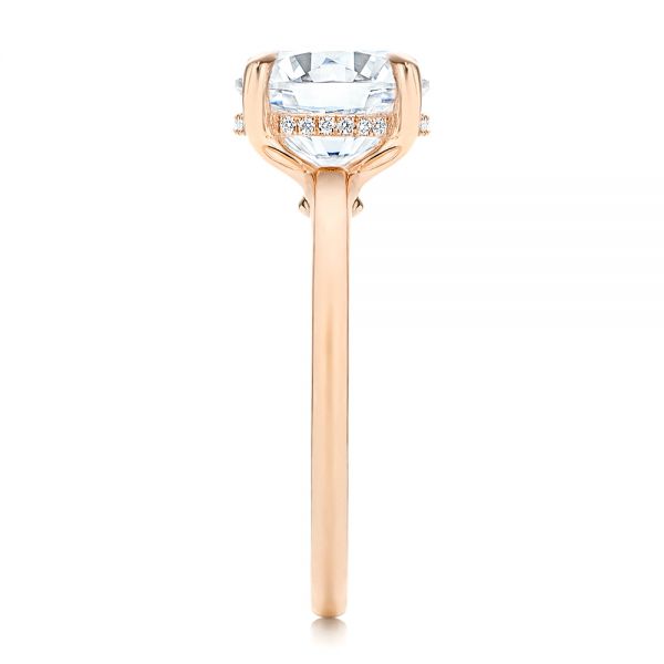 14k Rose Gold 14k Rose Gold Custom Hidden Halo Diamond Engagement Ring - Side View - 106675