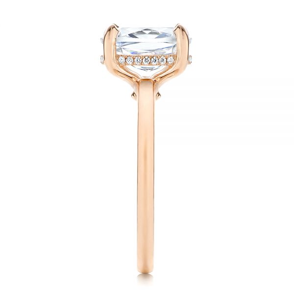 14k Rose Gold 14k Rose Gold Custom Hidden Halo Diamond Engagement Ring - Side View - 106676