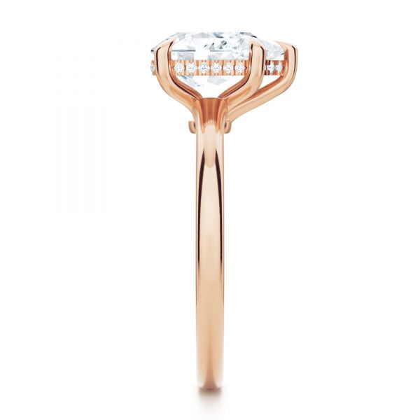 18k Rose Gold 18k Rose Gold Custom Hidden Halo Diamond Engagement Ring - Side View -  107205