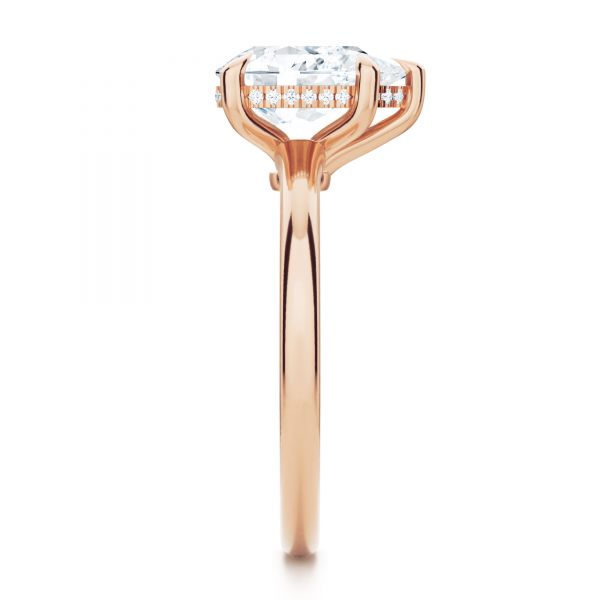 14k Rose Gold 14k Rose Gold Custom Hidden Halo Diamond Engagement Ring - Side View - 107205