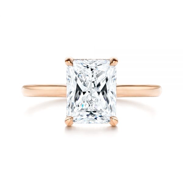 18k Rose Gold 18k Rose Gold Custom Hidden Halo Diamond Engagement Ring - Top View -  106666