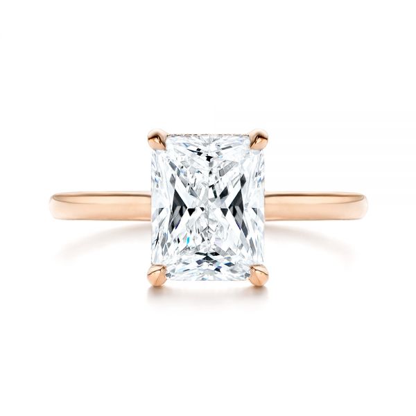 18k Rose Gold 18k Rose Gold Custom Hidden Halo Diamond Engagement Ring - Top View - 106666