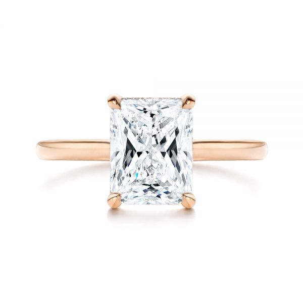 14k Rose Gold 14k Rose Gold Custom Hidden Halo Diamond Engagement Ring - Top View -  106666