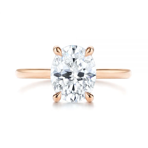 18k Rose Gold 18k Rose Gold Custom Hidden Halo Diamond Engagement Ring - Top View -  106667
