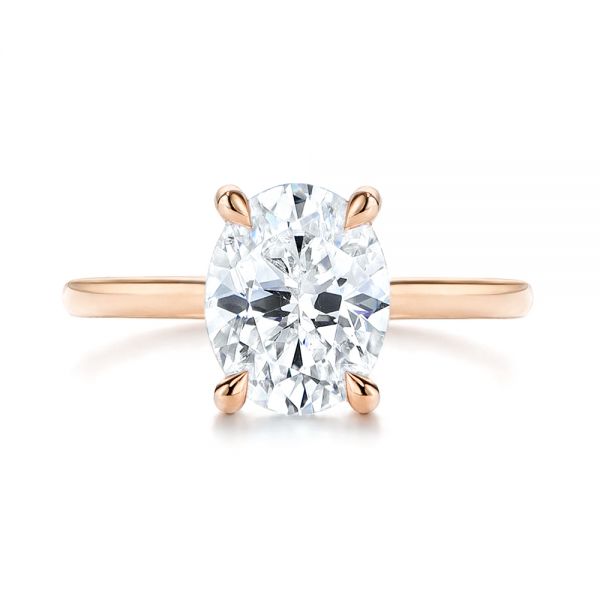 18k Rose Gold 18k Rose Gold Custom Hidden Halo Diamond Engagement Ring - Top View -  106667