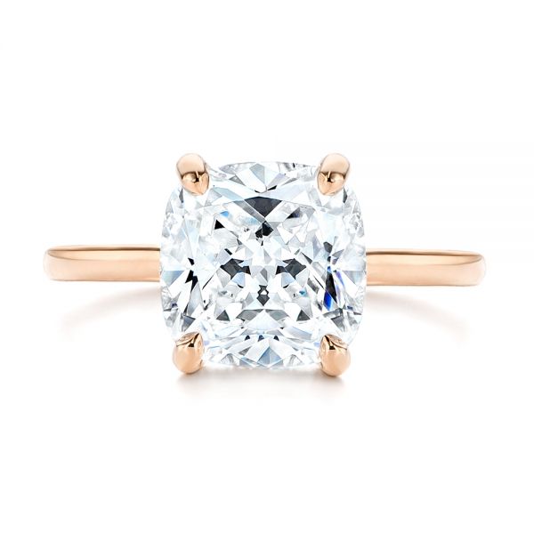 18k Rose Gold 18k Rose Gold Custom Hidden Halo Diamond Engagement Ring - Top View -  106674