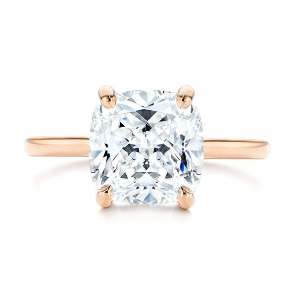 14k Rose Gold 14k Rose Gold Custom Hidden Halo Diamond Engagement Ring - Top View - 106674