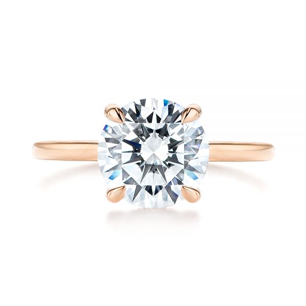 18k Rose Gold 18k Rose Gold Custom Hidden Halo Diamond Engagement Ring - Top View -  106675
