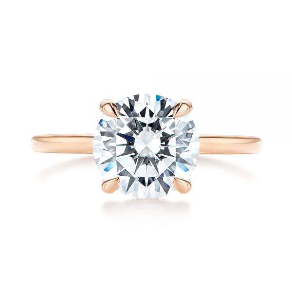 14k Rose Gold 14k Rose Gold Custom Hidden Halo Diamond Engagement Ring - Top View - 106675
