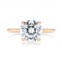 18k Rose Gold 18k Rose Gold Custom Hidden Halo Diamond Engagement Ring - Top View -  106675 - Thumbnail