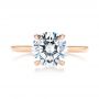 14k Rose Gold 14k Rose Gold Custom Hidden Halo Diamond Engagement Ring - Top View -  106675 - Thumbnail