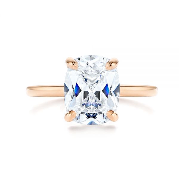 14k Rose Gold 14k Rose Gold Custom Hidden Halo Diamond Engagement Ring - Top View - 106676