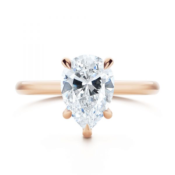 18k Rose Gold 18k Rose Gold Custom Hidden Halo Diamond Engagement Ring - Top View -  107205