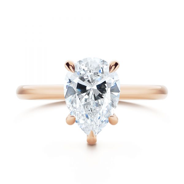 14k Rose Gold 14k Rose Gold Custom Hidden Halo Diamond Engagement Ring - Top View - 107205