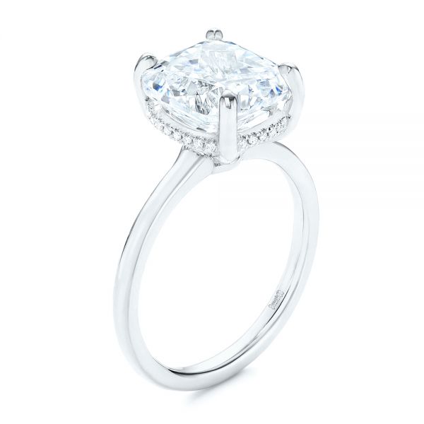 Platinum Platinum Custom Hidden Halo Diamond Engagement Ring - Three-Quarter View - 106674