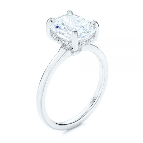 Platinum Platinum Custom Hidden Halo Diamond Engagement Ring - Three-Quarter View - 106676
