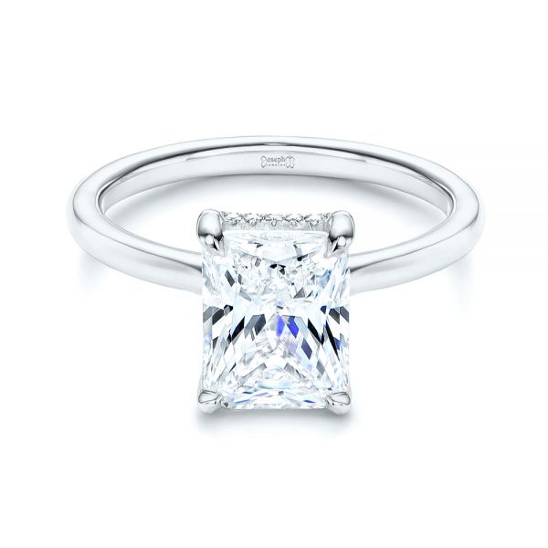 14k White Gold 14k White Gold Custom Hidden Halo Diamond Engagement Ring - Flat View -  106666