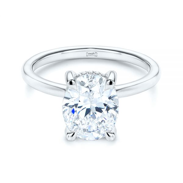 14k White Gold 14k White Gold Custom Hidden Halo Diamond Engagement Ring - Flat View - 106667